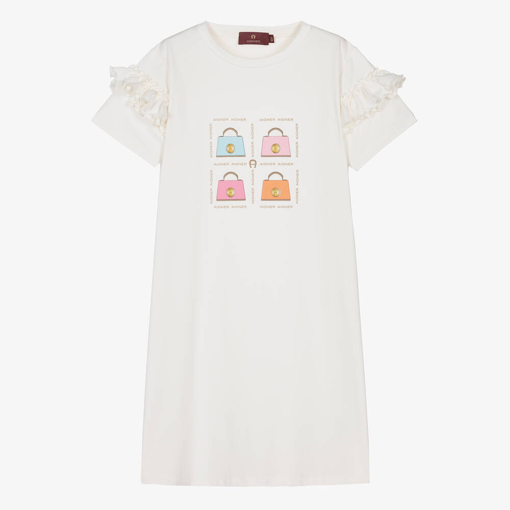 AIGNER - Teen Girls Ivory Handbag Cotton Dress | Childrensalon
