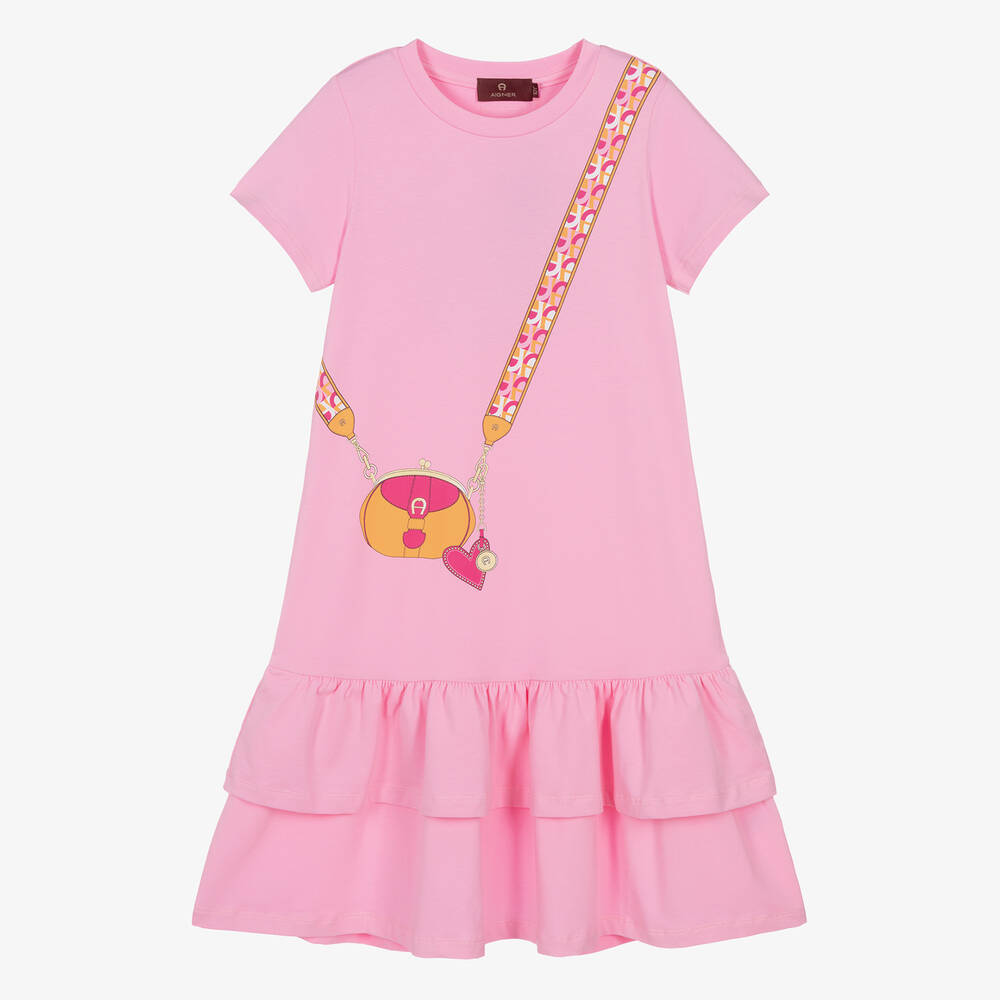 AIGNER - Robe coton rose sac à bandoulière | Childrensalon