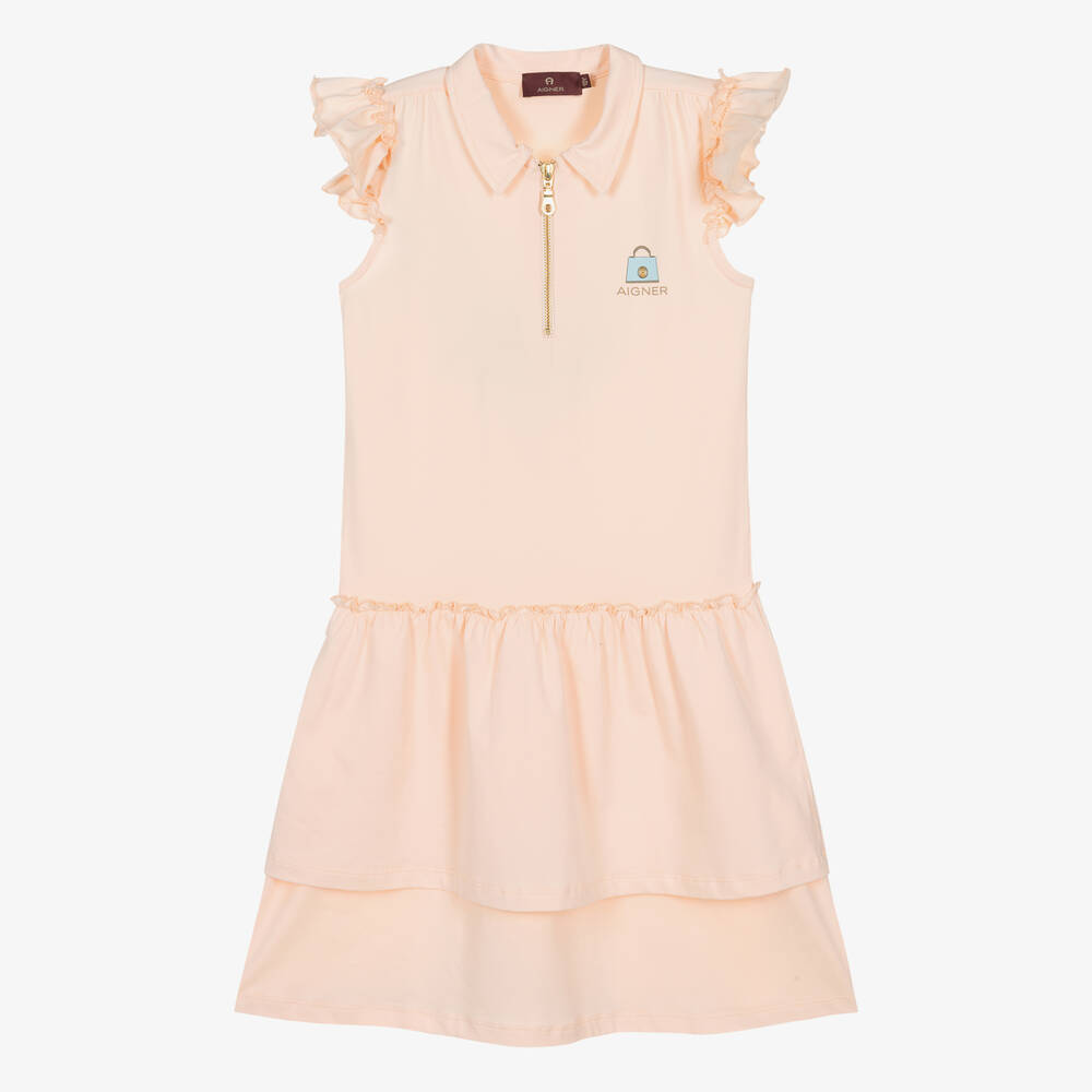 AIGNER - Teen Girls Pink Cotton Polo Dress | Childrensalon