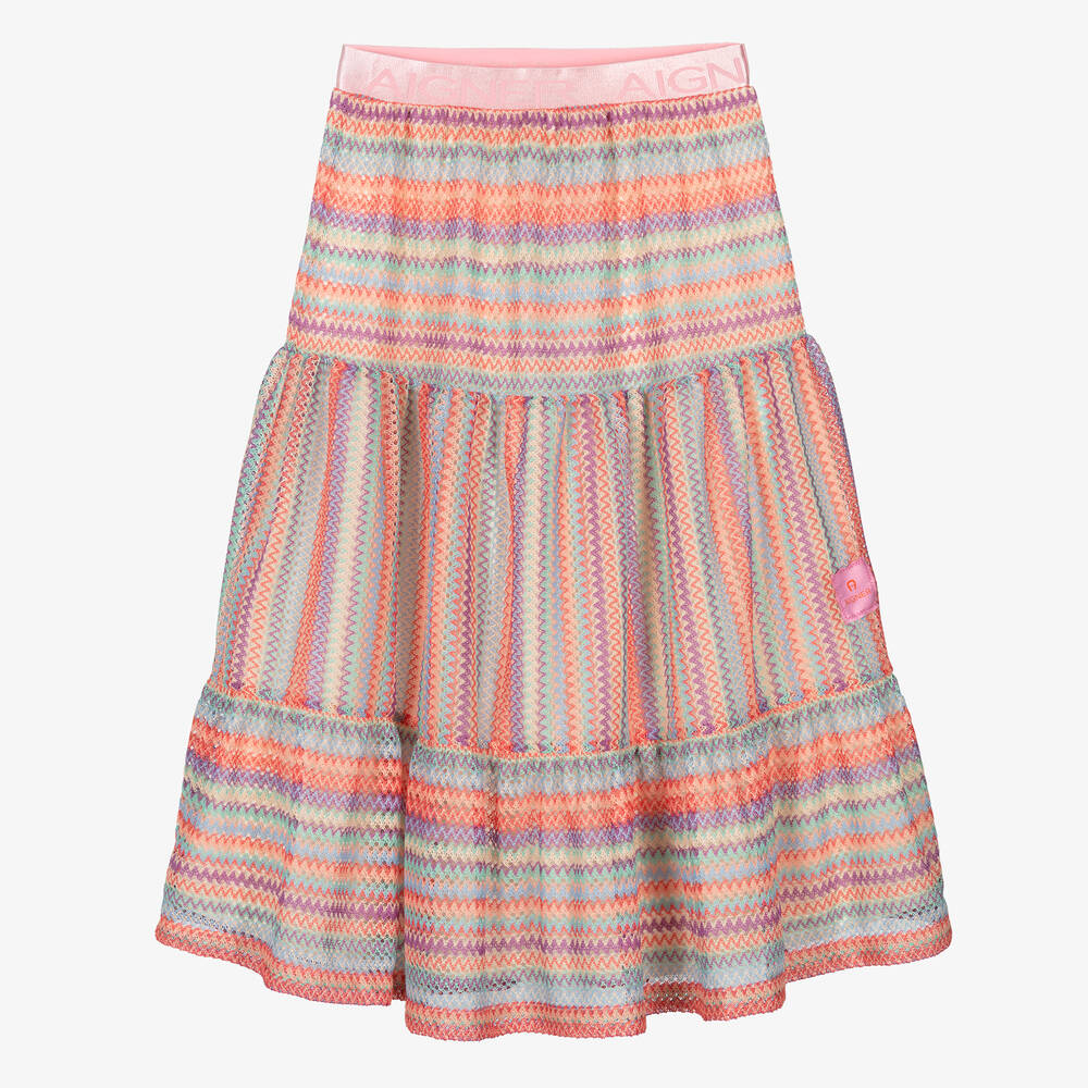 AIGNER - Розовая вязаная юбка с зигзагами для подростков | Childrensalon