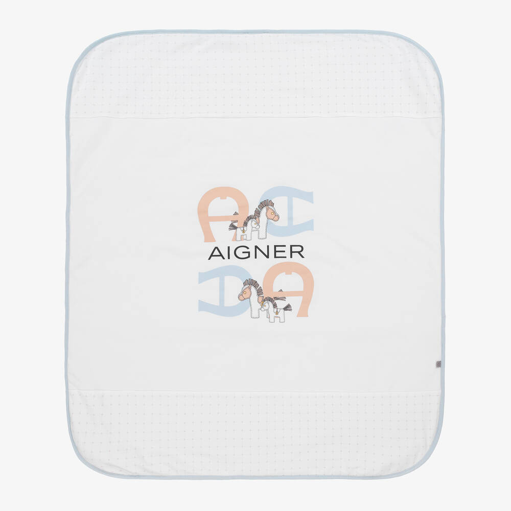 AIGNER - Couverture blanche en pima 90cm | Childrensalon