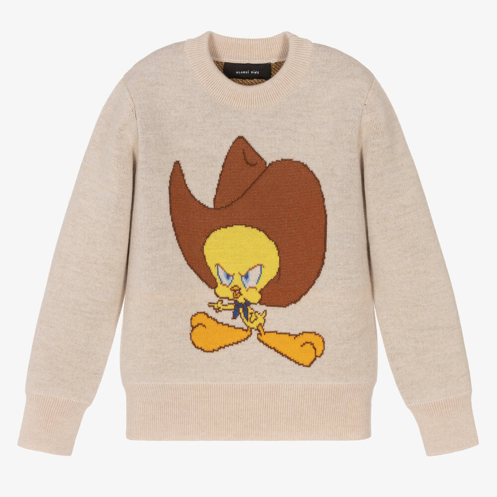 Alanui Beige Looney Tunes Wool Sweater