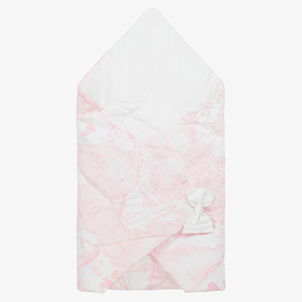 Alviero Martini - Baby Girls Pink Map Print Cotton Nest (73cm) | Childrensalon