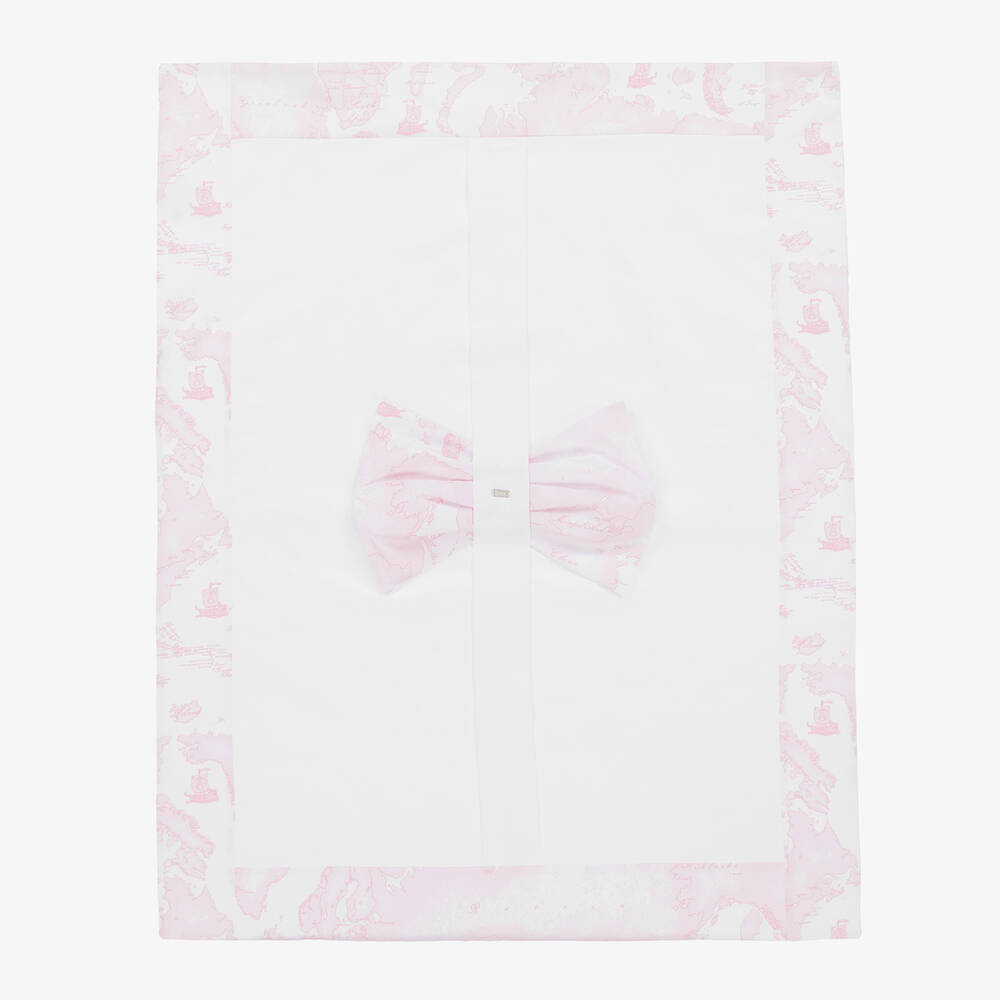 Alviero Martini - Baby Girls White & Pink Geo Map Blanket (89cm) | Childrensalon