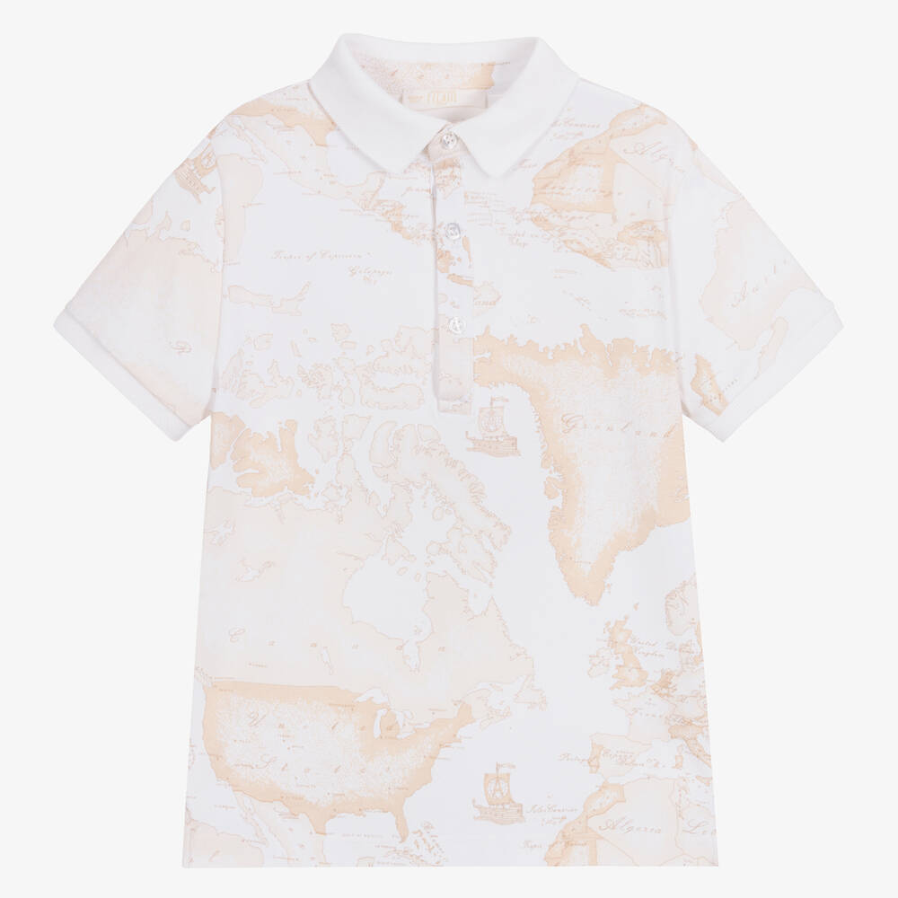 Alviero Martini Babies' Boys Light Beige Geo Map Polo Shirt
