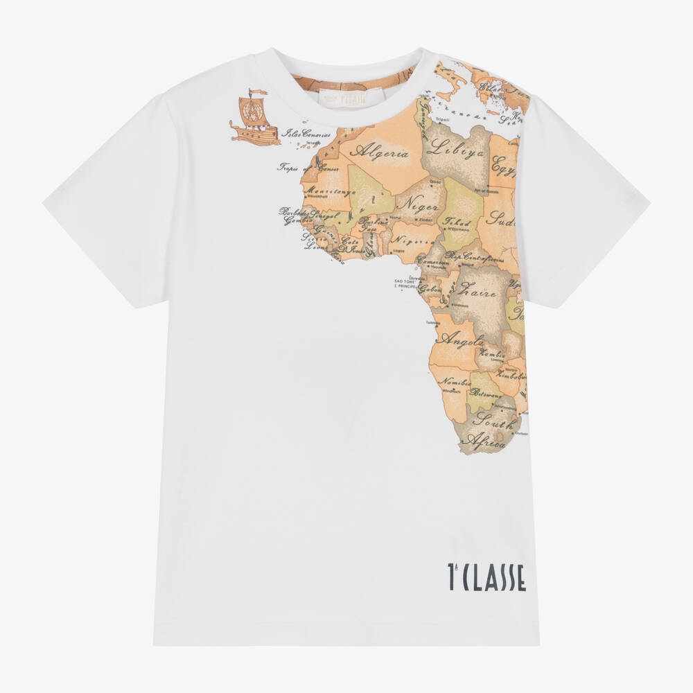 Alviero Martini - T-shirt blanc à imprimé Geo Map garçon | Childrensalon