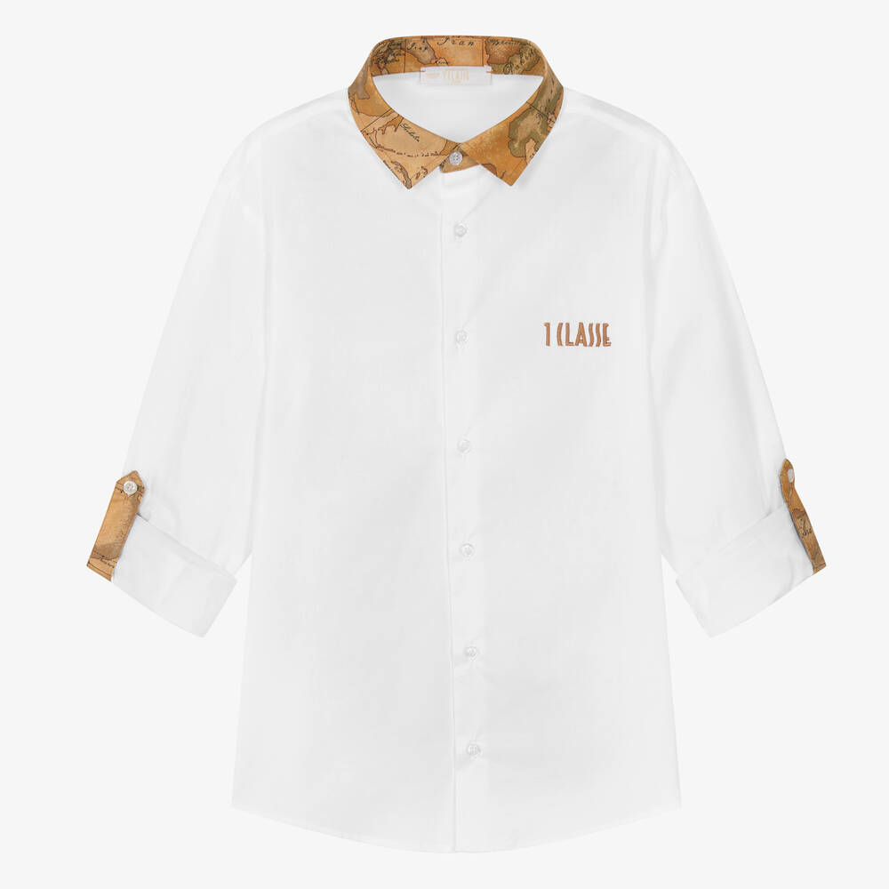 Alviero Martini - Белая хлопковая рубашка для мальчиков-подростков | Childrensalon