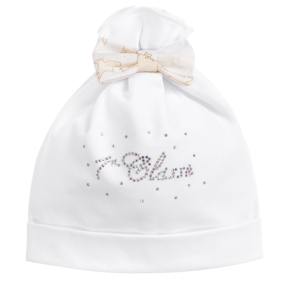 Alviero Martini Girls White Geo Map Baby Hat