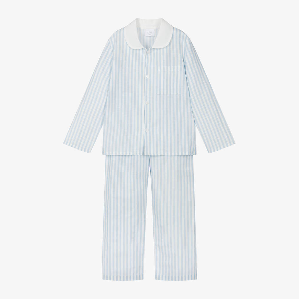 AMIKI Children - Boys Blue Stripe Cotton Pyjamas | Childrensalon