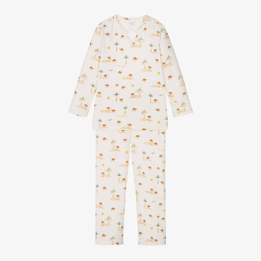 AMIKI Children - Boys Ivory Cotton Desert Print Pyjamas | Childrensalon