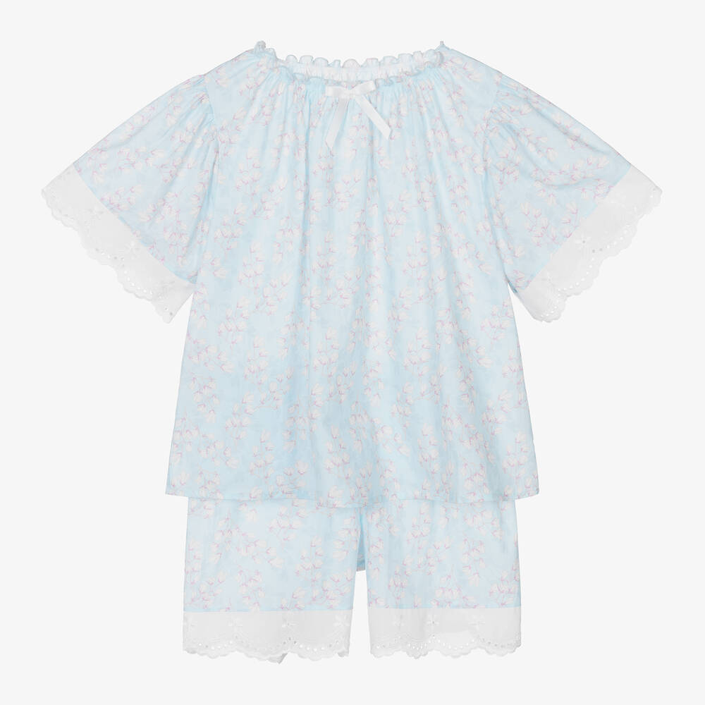 Amiki Children Kids'  Girls Blue Cotton Floral Short Pyjamas