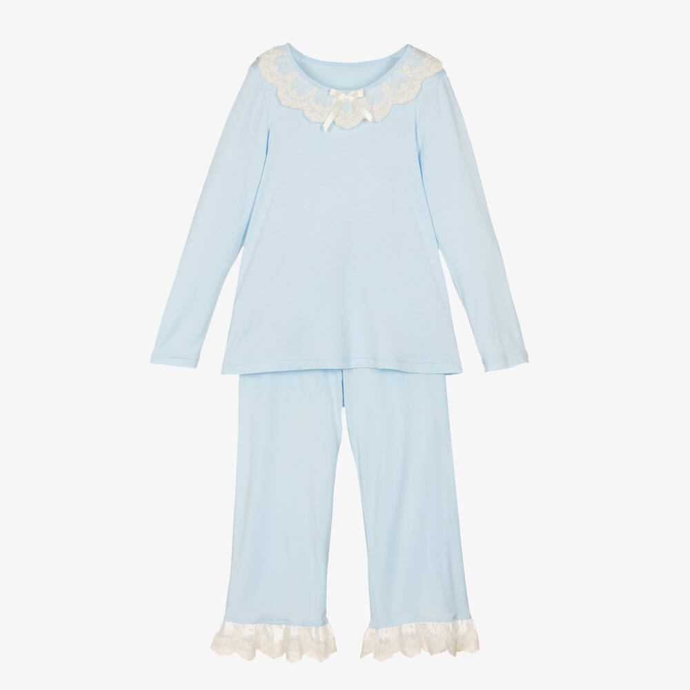 AMIKI Children - Girls Blue Modal Jersey Pyjamas | Childrensalon