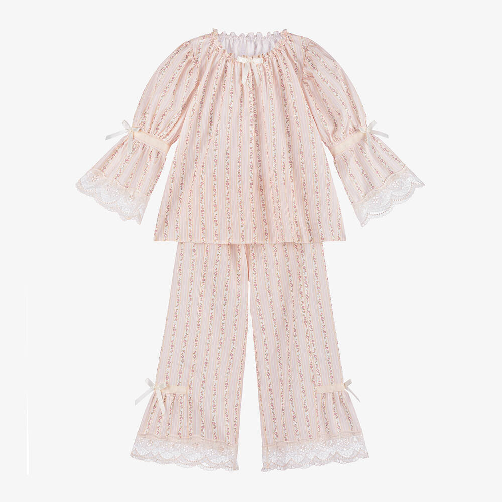 AMIKI Children - Girls Pink Cotton Floral Pyjamas | Childrensalon