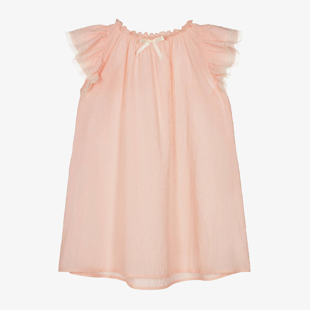 AMIKI Children - Розовая ночная рубашка из хлопка плюмети для девочек | Childrensalon