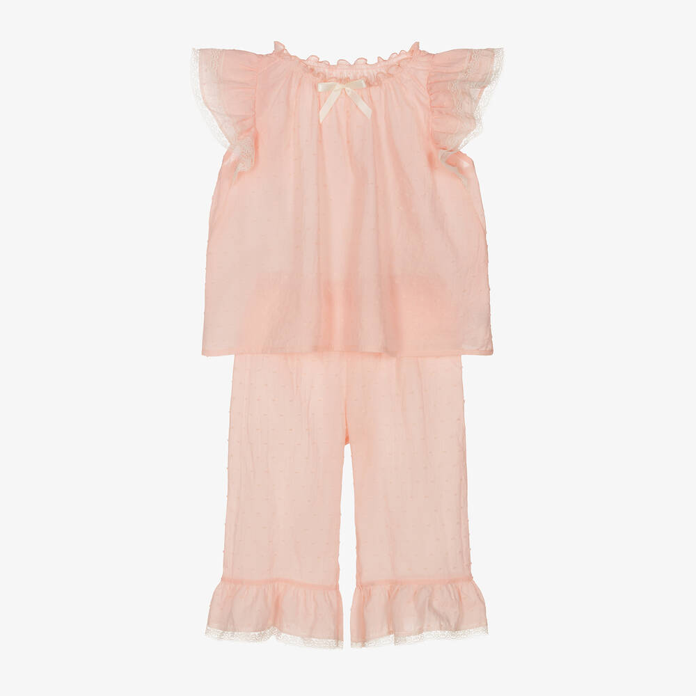 AMIKI Children - Girls Pink Cotton Plumetti Pyjamas | Childrensalon