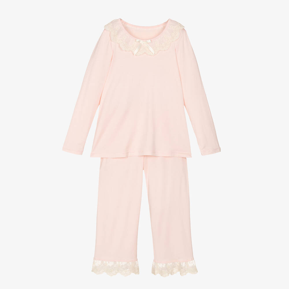 AMIKI Children - Girls Pink Modal Jersey Pyjamas | Childrensalon