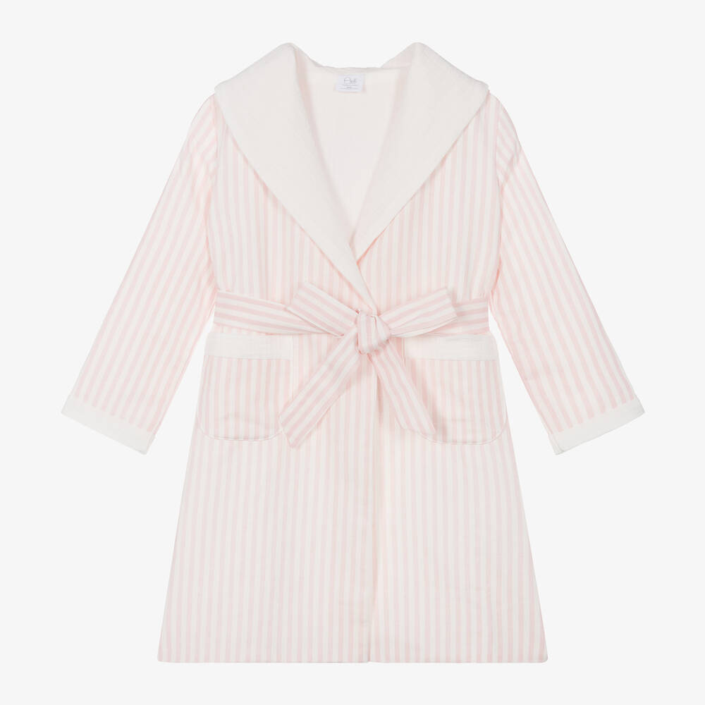 AMIKI Children - Girls Pink Stripe Dressing Gown | Childrensalon