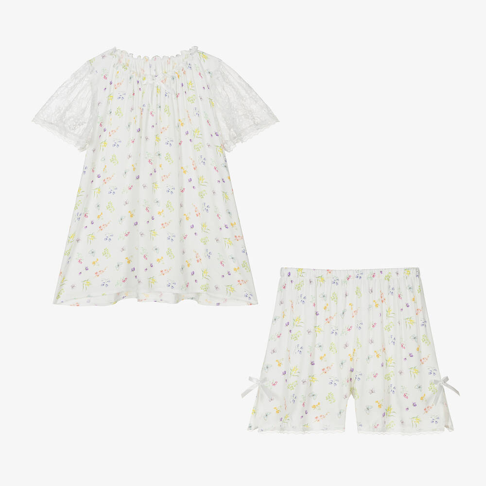 AMIKI Children - Teen Girls Ivory Floral Viscose Pyjamas | Childrensalon