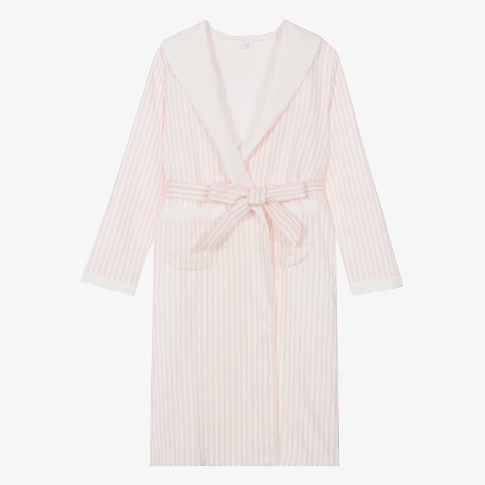 AMIKI Children - Teen Girls Pink Stripe Dressing Gown | Childrensalon