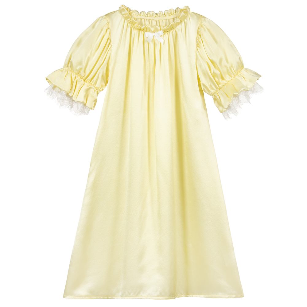 Amiki Children Kids'  Girls Yellow Silk Nightdress In Multi