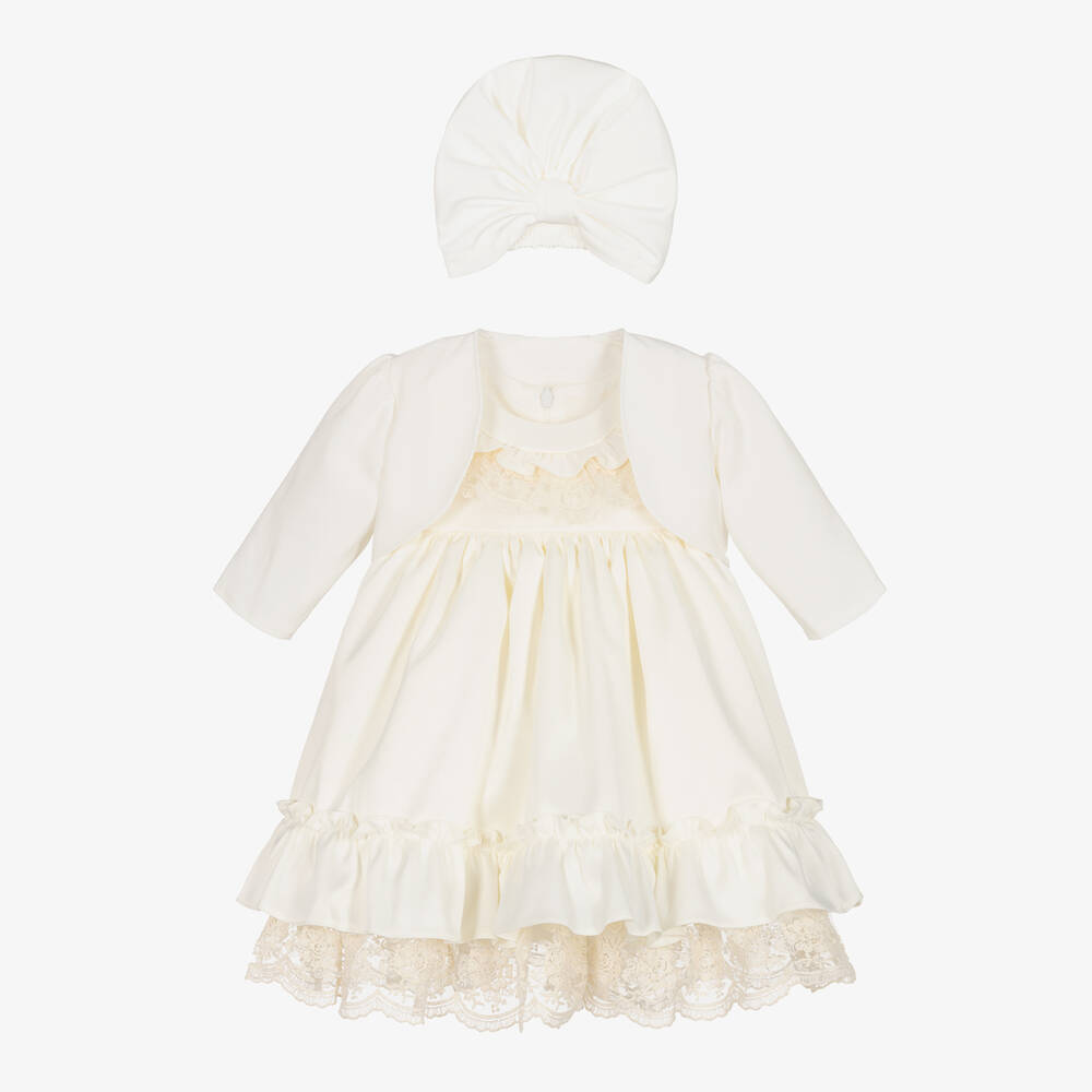Andreeatex - Комплект с кремовым кружевным платьем для малышек | Childrensalon