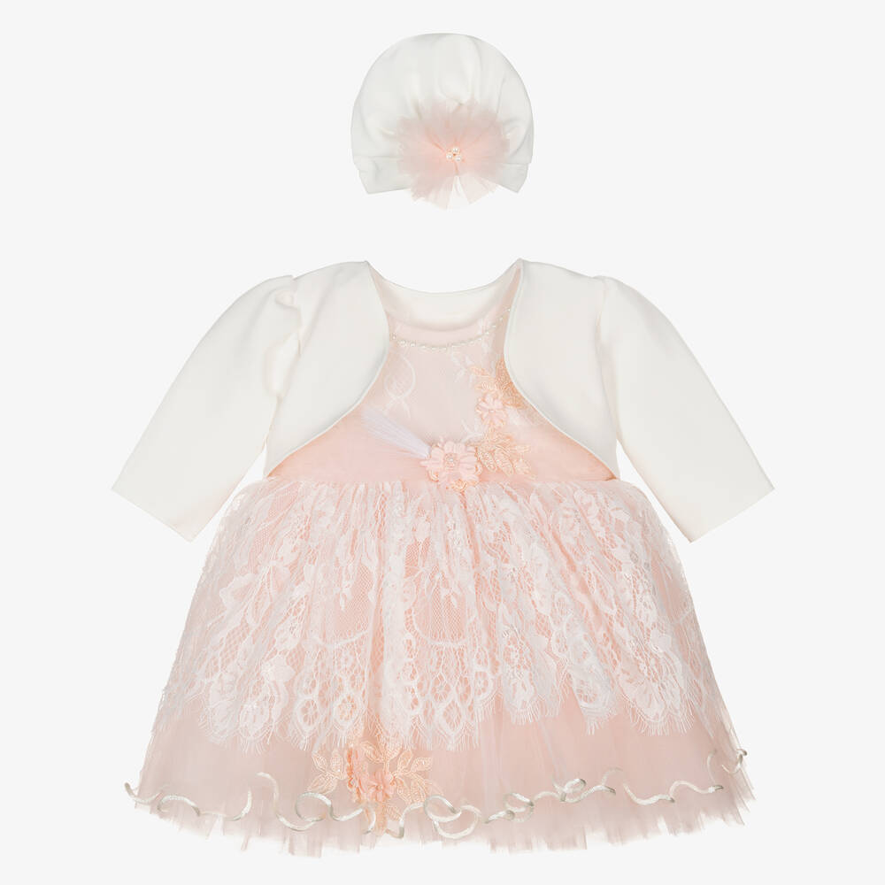 Andreeatex - Baby Girls Pink Lace & Tulle Dress Set | Childrensalon
