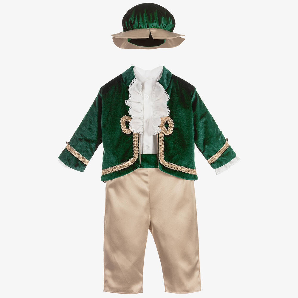 Andreeatex - Ensemble costume vert en velours garçon | Childrensalon