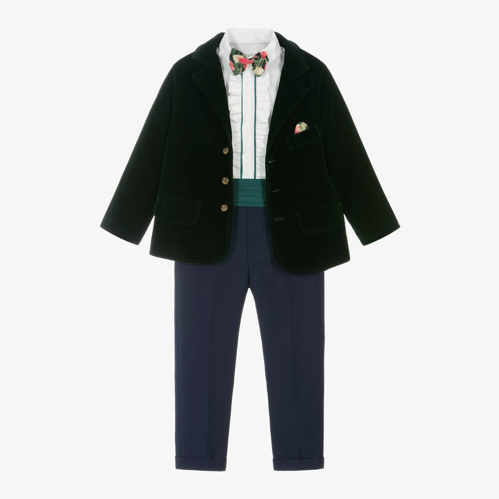 Andreeatex Babies' Boys Green Velvet Suit