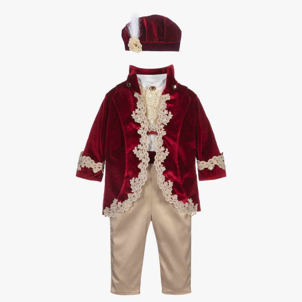 Andreeatex - Costume rouge en velours et satin garçon | Childrensalon