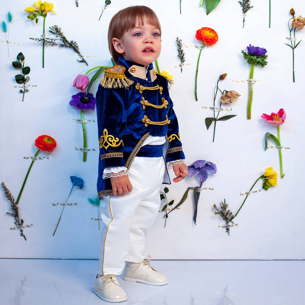 Andreeatex-Boys Royal Blue Velvet Suit | Childrensalon