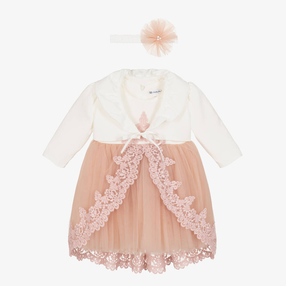 Andreeatex - Girls Ivory & Pink Dress Set | Childrensalon