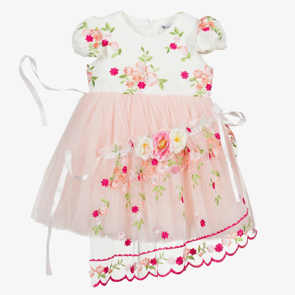 Andreeatex - Girls Ivory & Pink Tulle Dress Set | Childrensalon