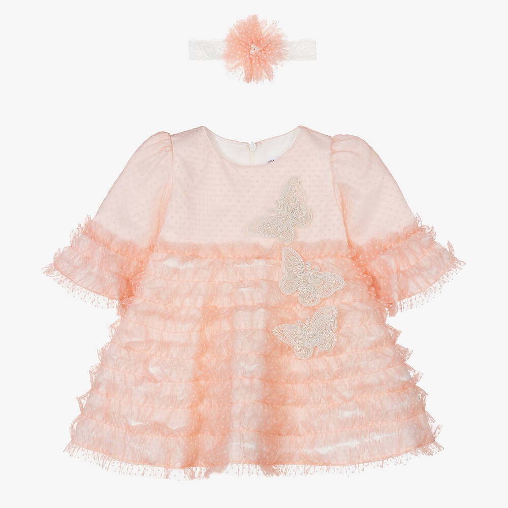 Andreeatex - Ensemble robe rose en tulle à volants fille | Childrensalon