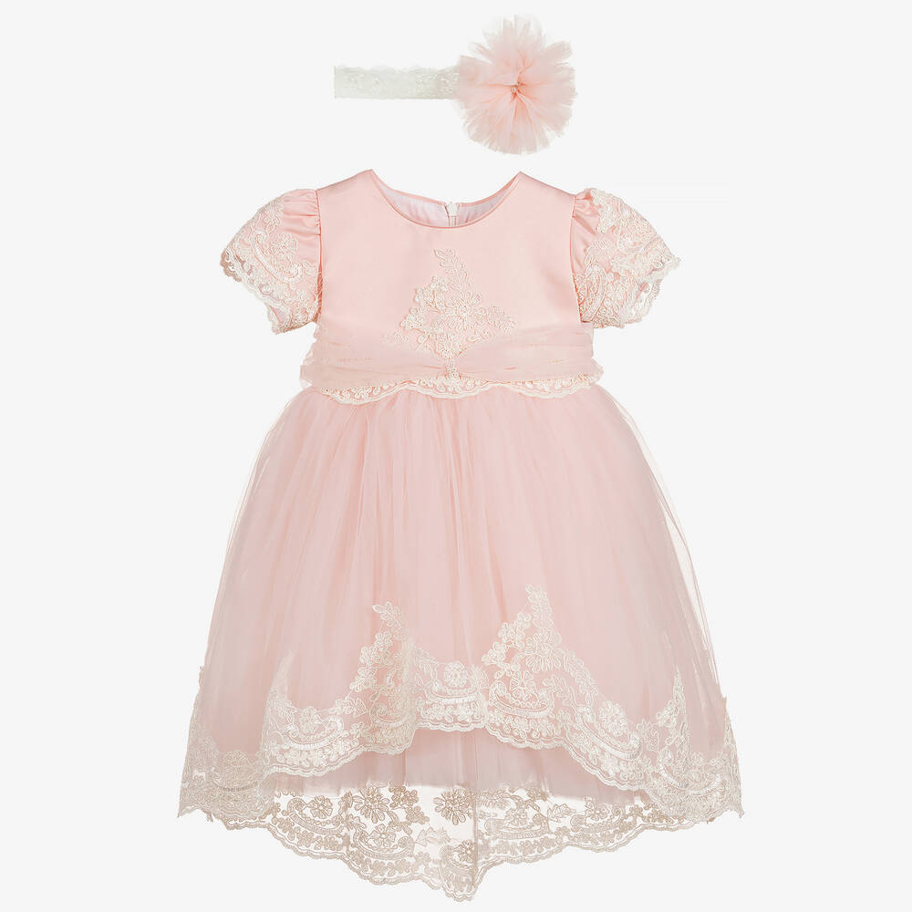 Andreeatex - Girls Pink Satin & Tulle Dress Set | Childrensalon