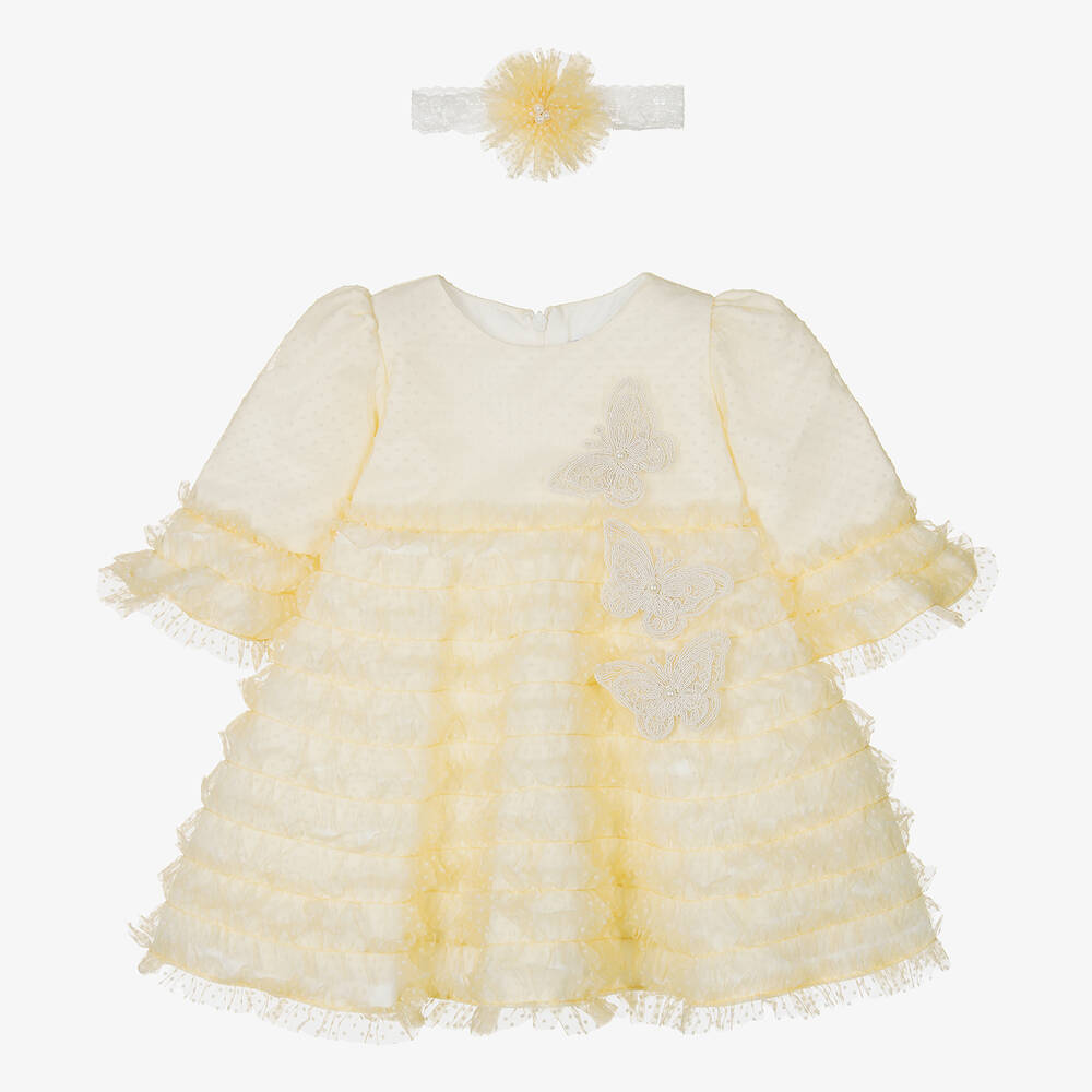Andreeatex - Girls Yellow Ruffle Tulle Dress Set | Childrensalon