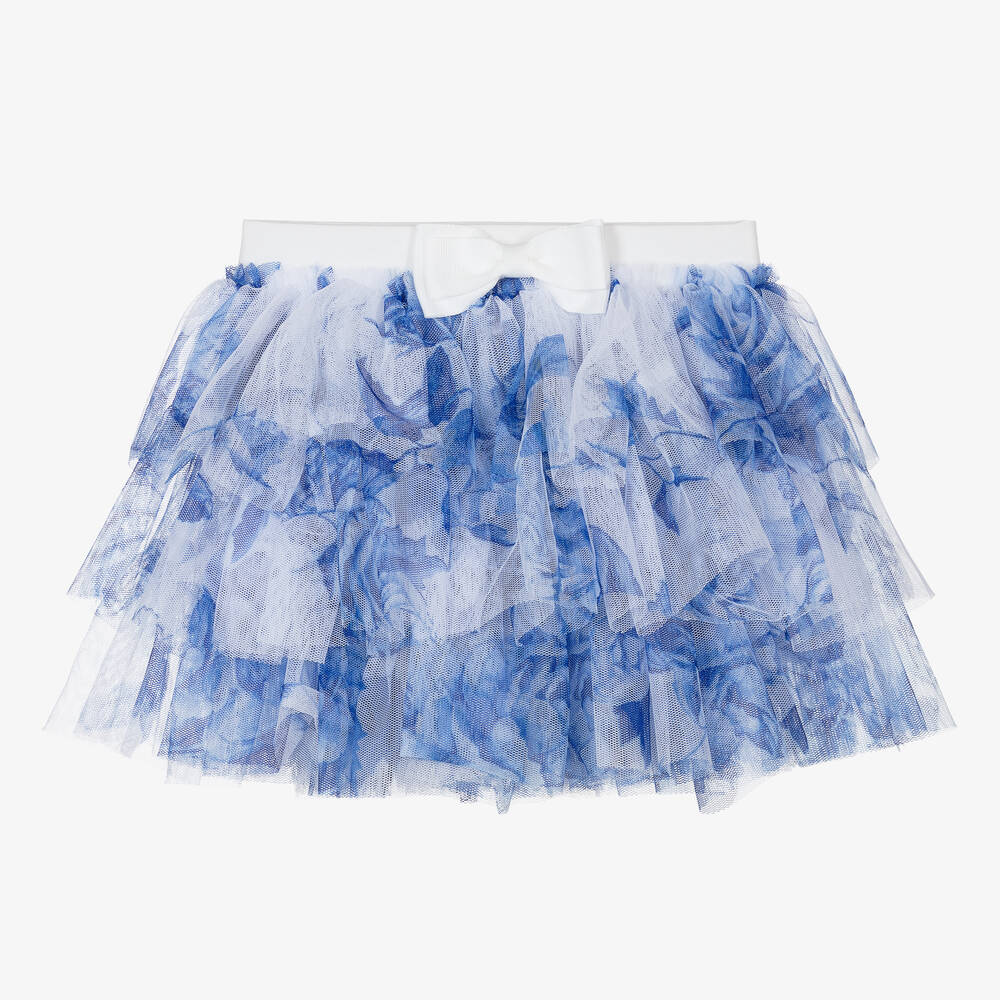 Angel's Face Baby Girls Blue Floral Tulle Skirt