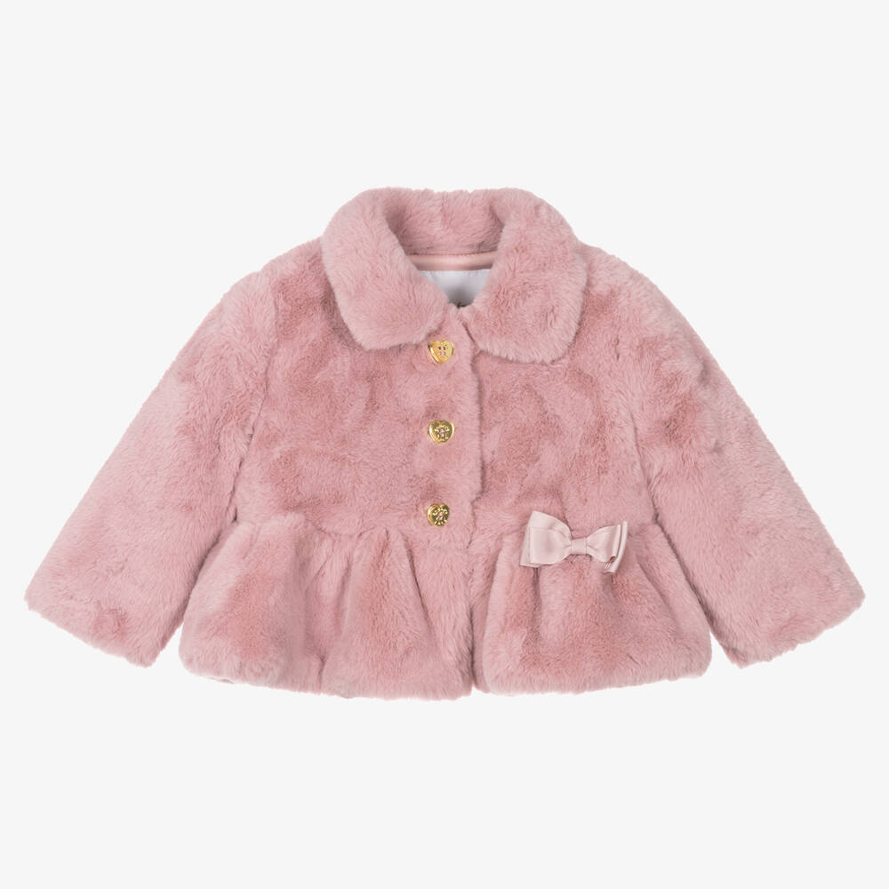 Angel's Face - Baby Girls Pink Faux Fur Jacket | Childrensalon