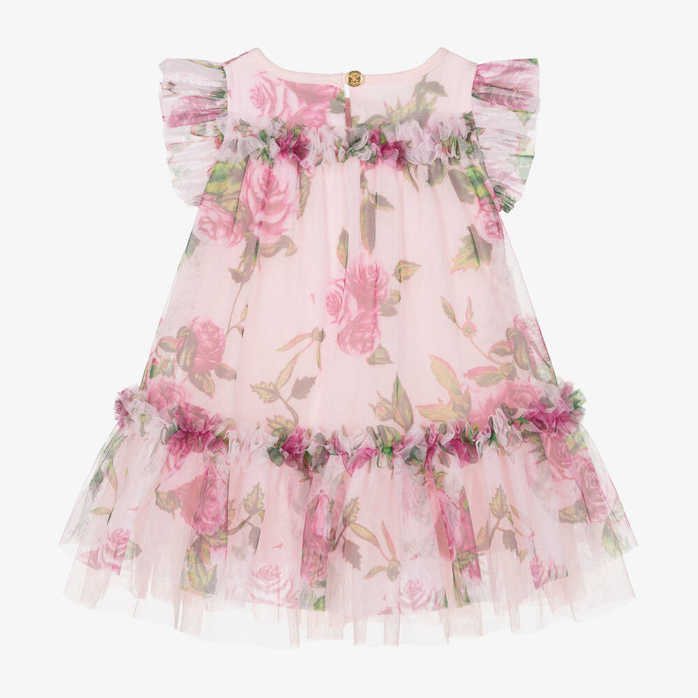 Angel's Face - Baby Girls Pink & Green Floral Tulle Dress | Childrensalon