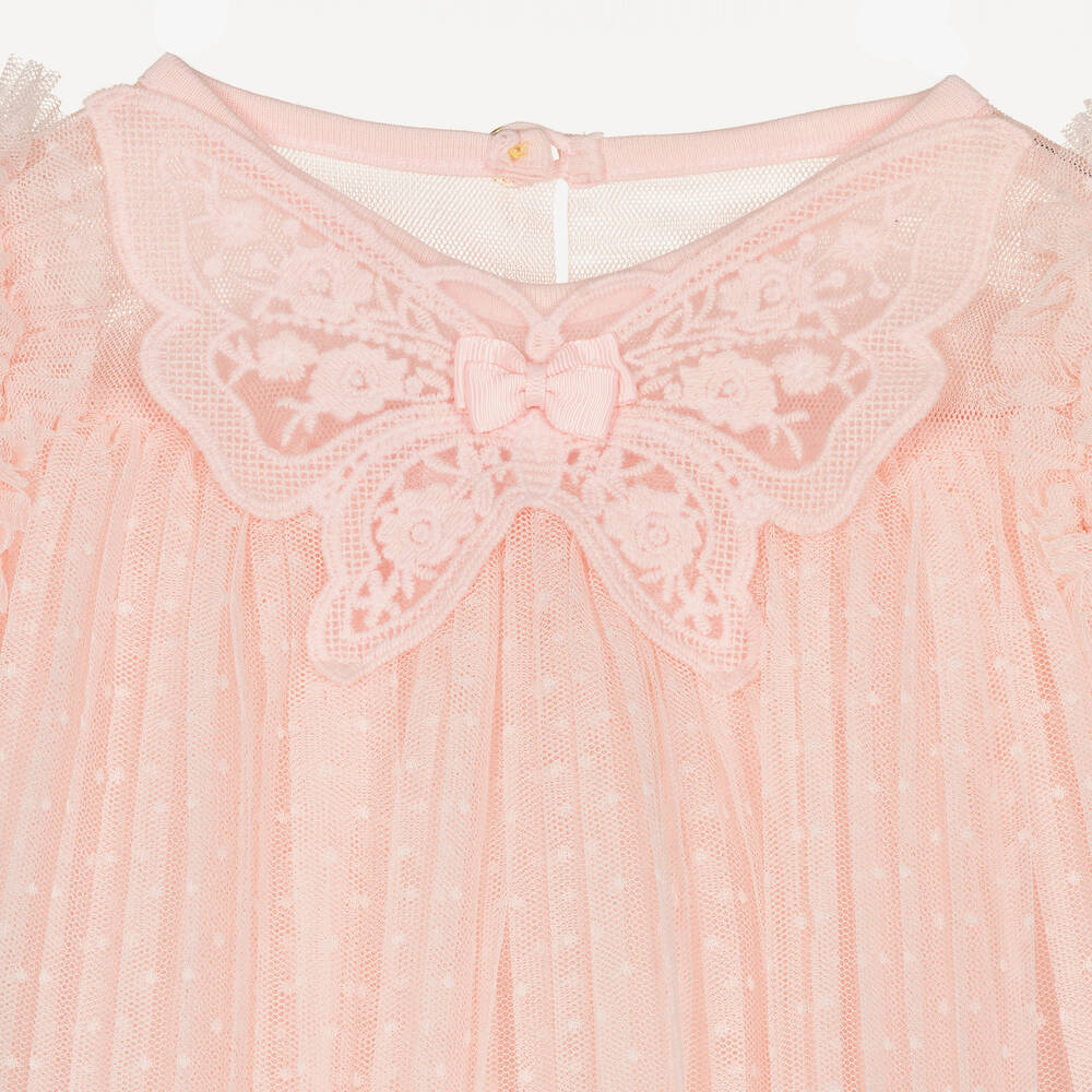 Angel's Face - Baby Girls Pink Pleated Tulle Dress | Childrensalon