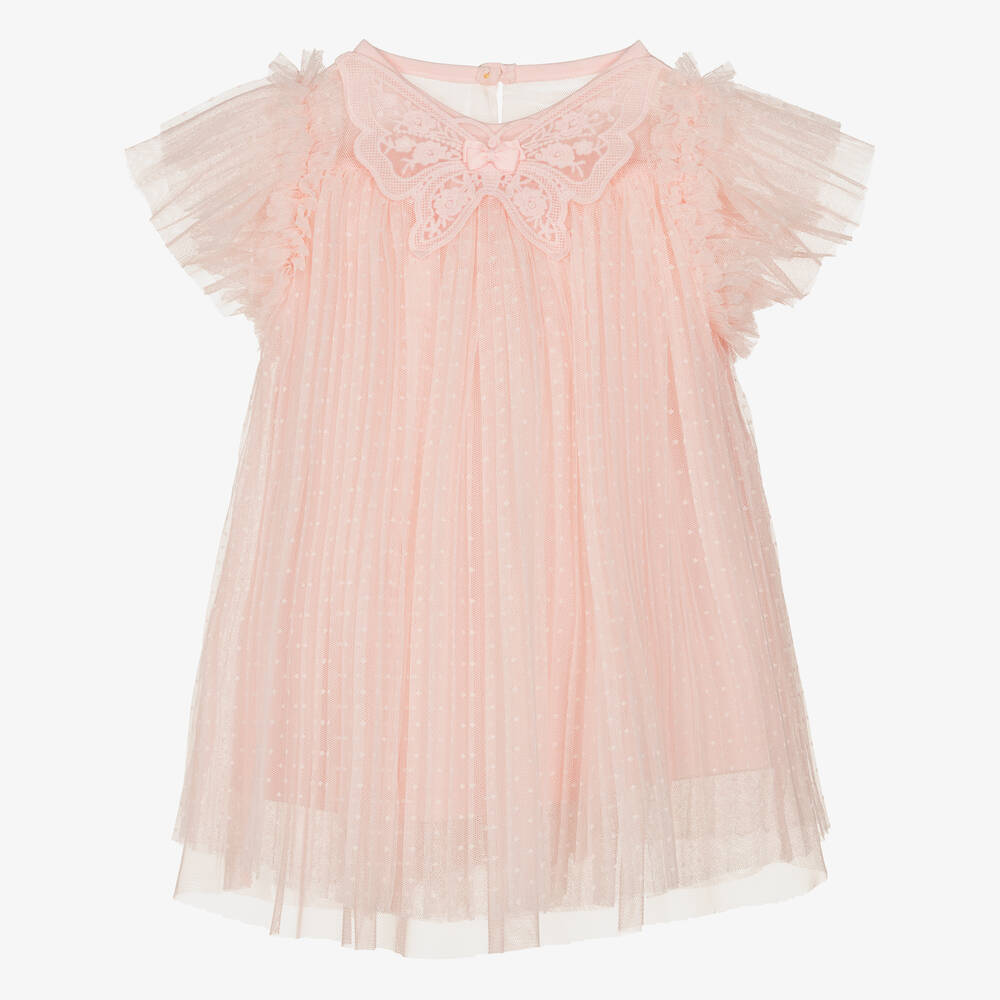 Angel's Face - Baby Girls Pink Pleated Tulle Dress | Childrensalon