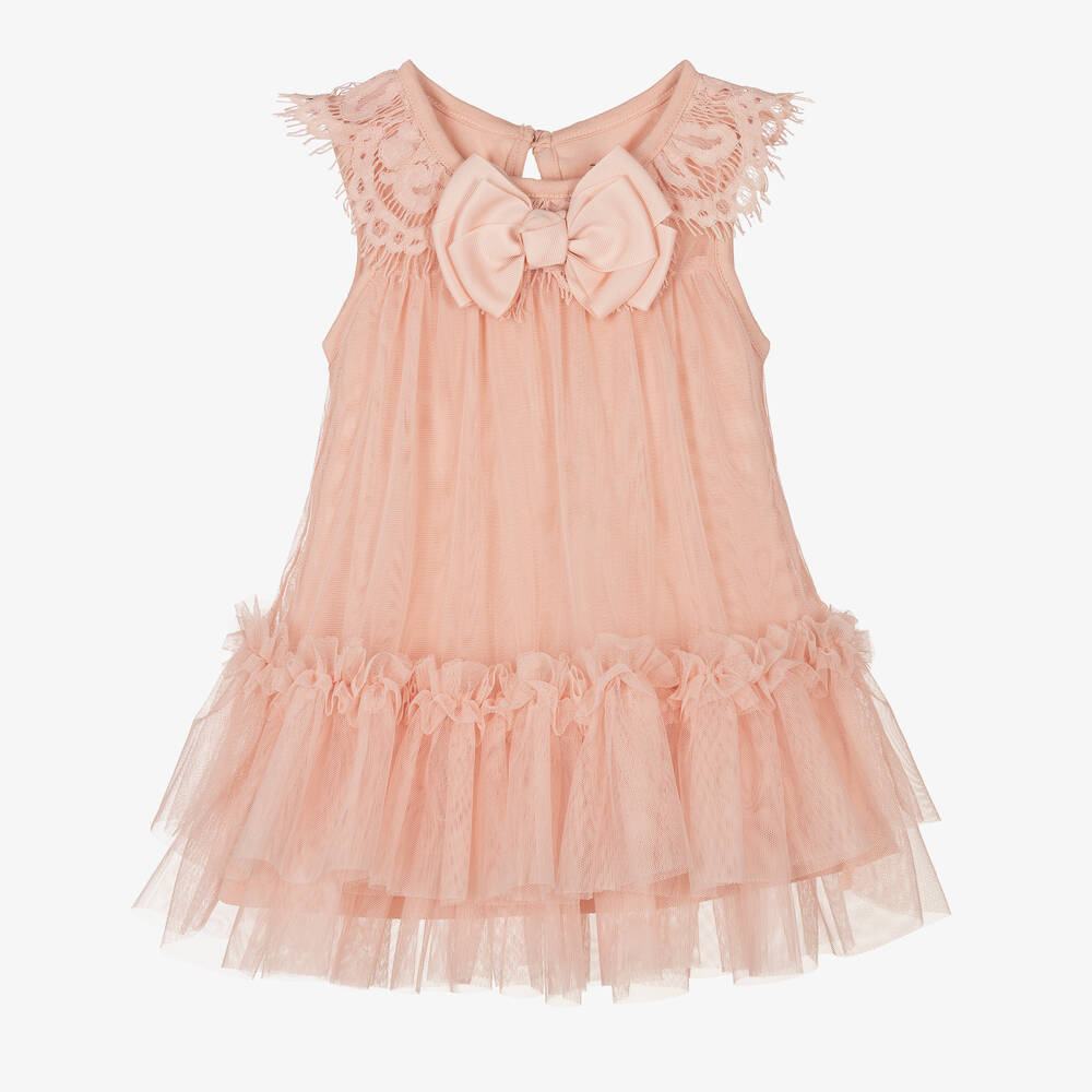 Angel's Face - Baby Girls Pink Tulle & Lace Dress | Childrensalon