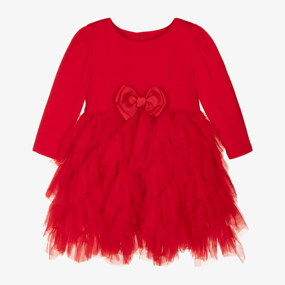 Angel's Face - Baby Girls Red Jersey & Tulle Ruffle Dress | Childrensalon