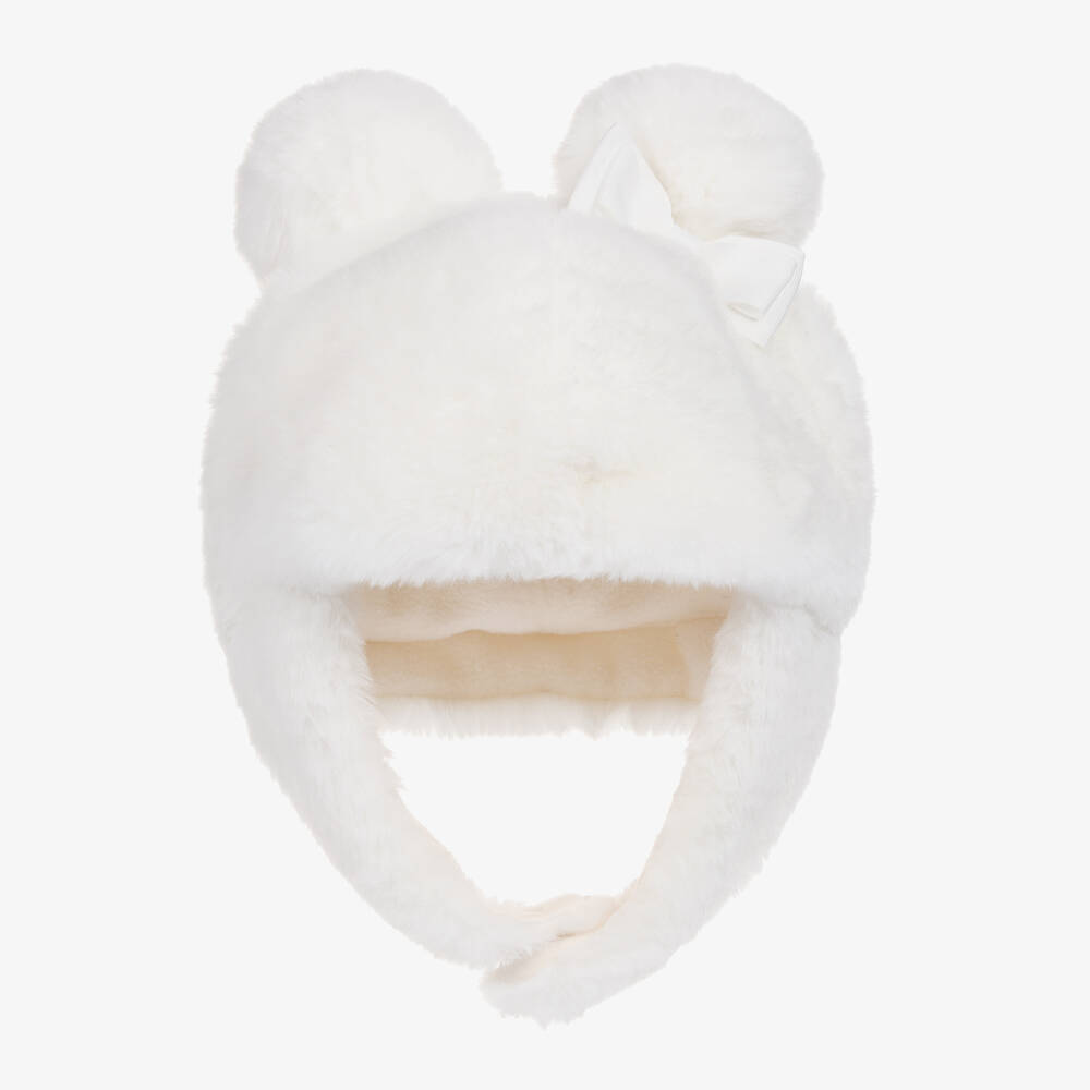 Angel's Face - Weiße Babymütze aus Kunstpelz | Childrensalon
