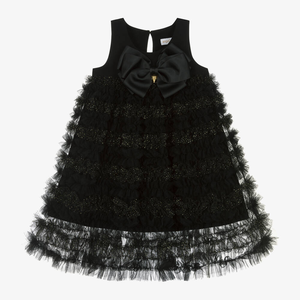 Angel's Face - Girls Black Ruffled Tulle Dress | Childrensalon