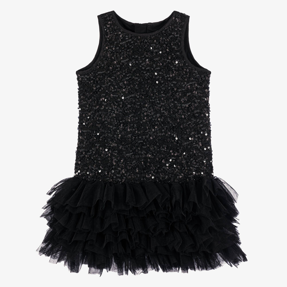 Angel's Face - Girls Black Sequin & Tulle Dress | Childrensalon