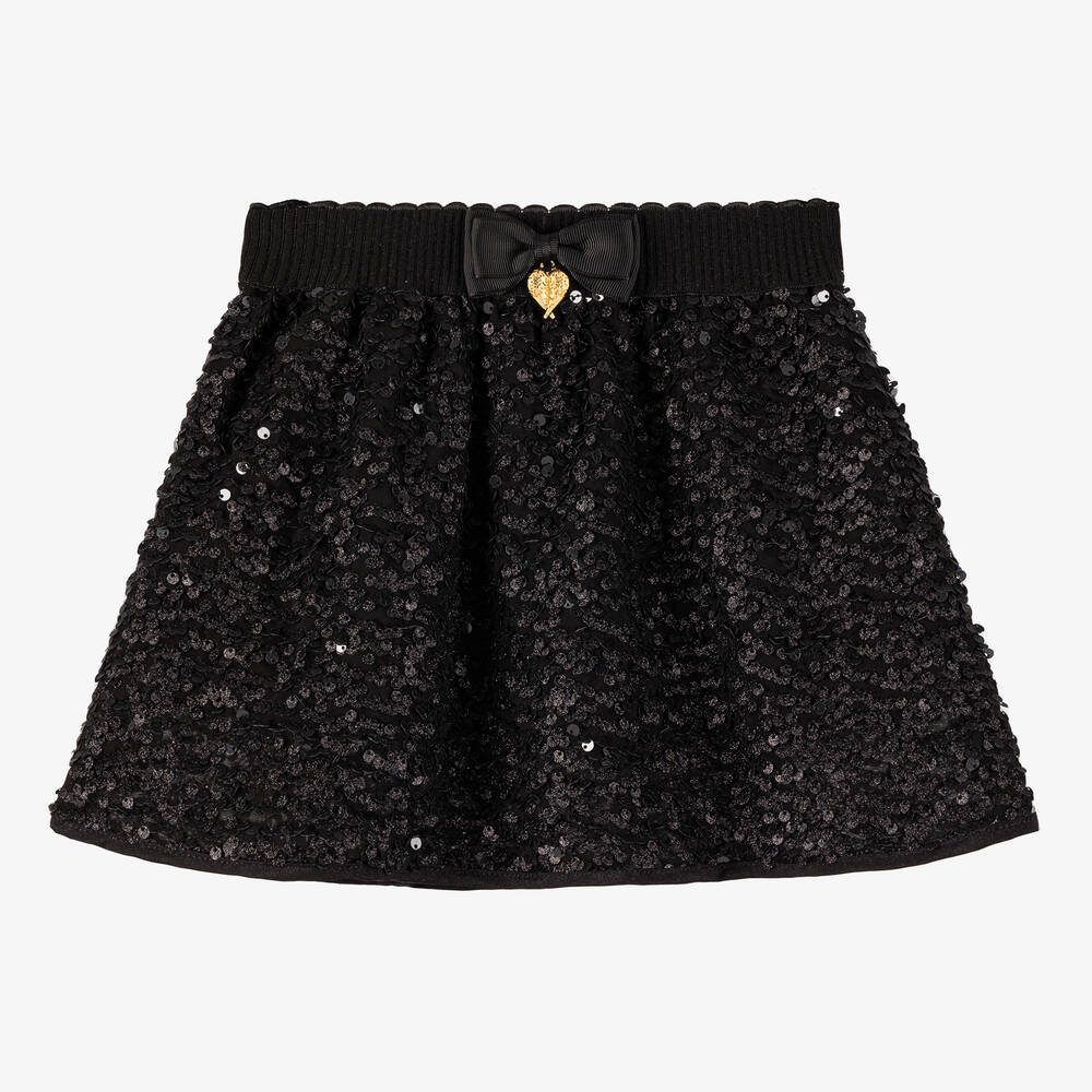 Angel's Face - Girls Black Sequinned Skirt | Childrensalon