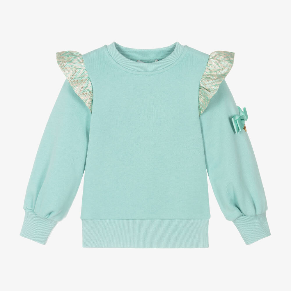 Angel's Face - Girls Blue Cotton Sweatshirt | Childrensalon