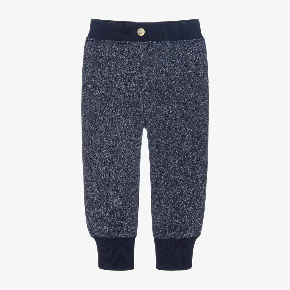 Angel's Face - Girls Blue Glitter Jersey Joggers | Childrensalon