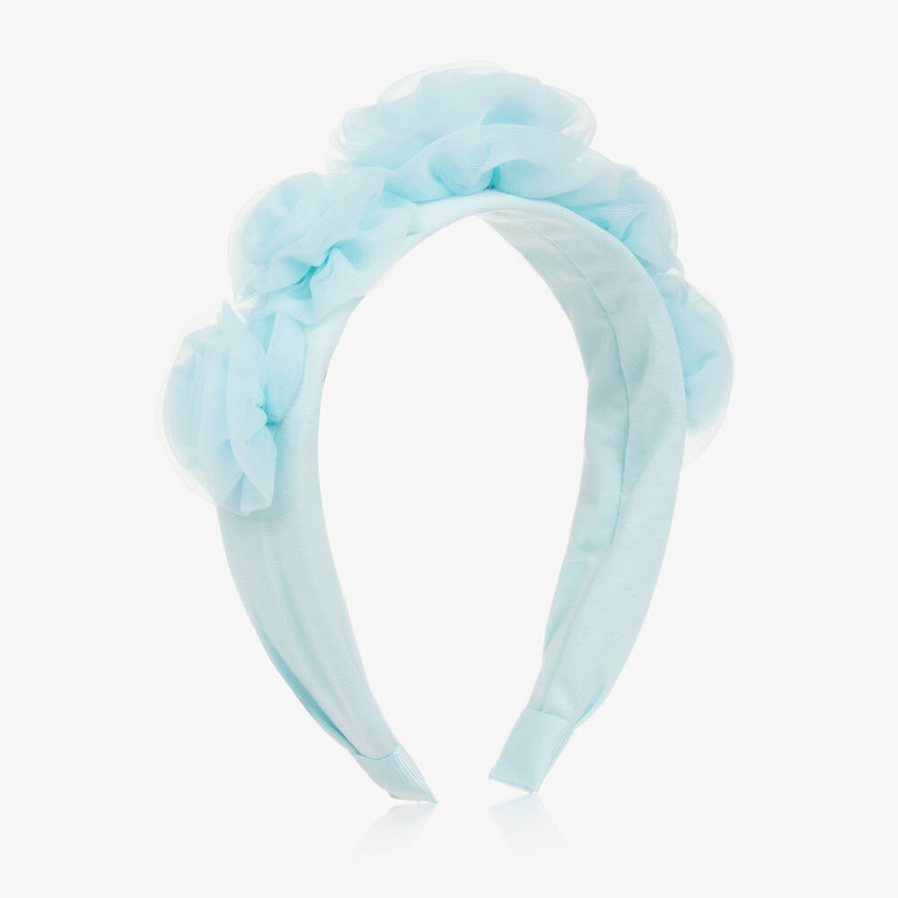 Angel's Face - Girls Blue Tulle Flower Hairband | Childrensalon