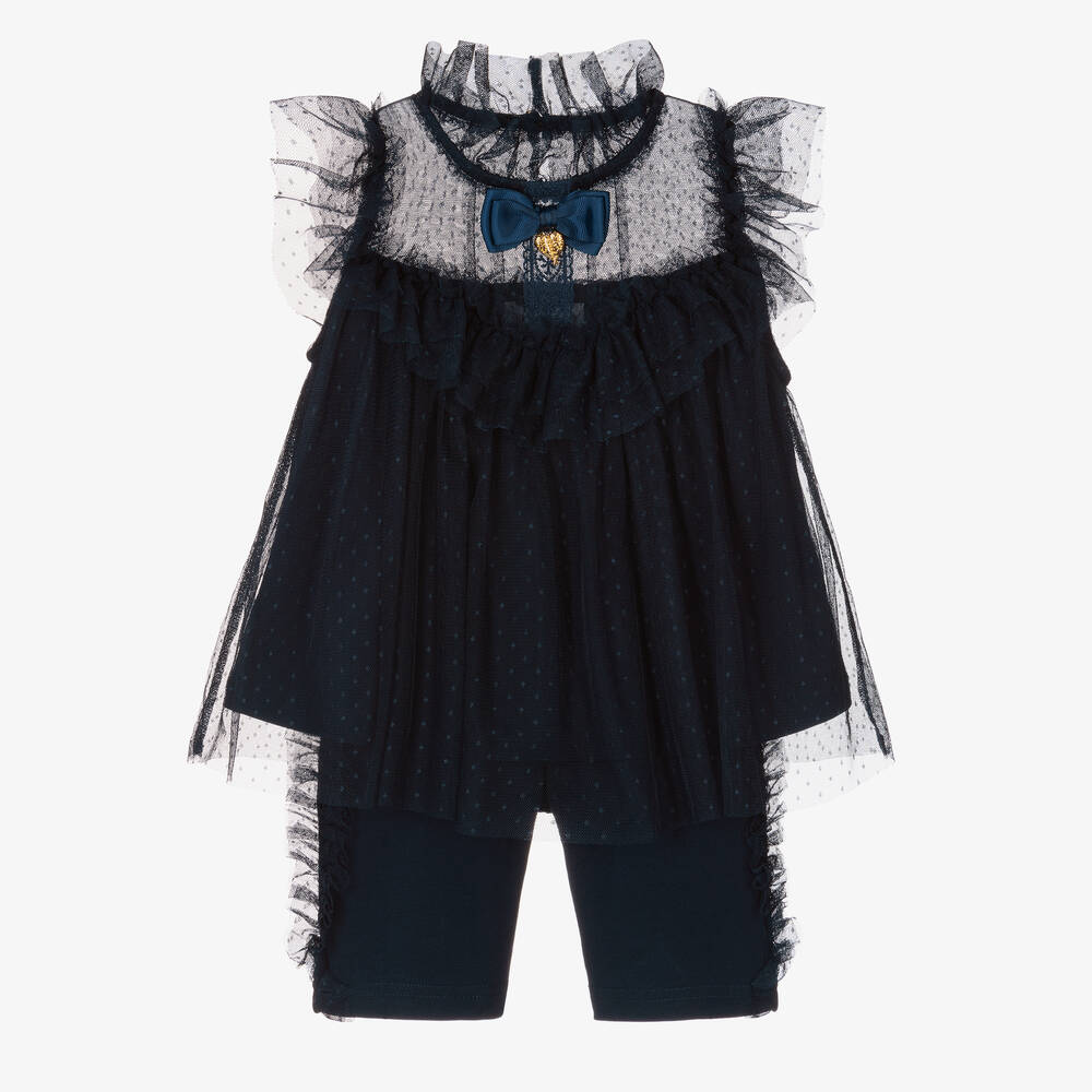 Angel's Face - Girls Blue Tulle Shorts Set | Childrensalon
